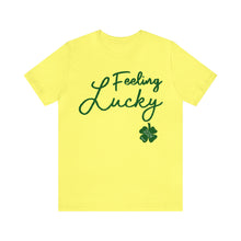 Load image into Gallery viewer, Feeling Lucky 2024 St Patricks Day Unisex Jersey Short Sleeve Tee
