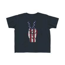 Load image into Gallery viewer, Independence Day USA Peace Fingers Toddler's Fine Jersey Tee