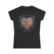 Load image into Gallery viewer, Moms are the Center of the Family Puzzle Customizable Women's Softstyle Tee