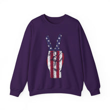 Load image into Gallery viewer, Independence Day USA Peace Fingers Unisex Heavy Blend™ Crewneck Sweatshirt