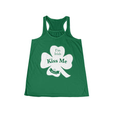 Load image into Gallery viewer, Kiss Me Im Irish Feeling Lucky Women's Flowy Racerback Tank