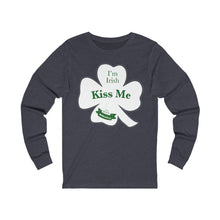 Load image into Gallery viewer, Kiss Me I’m Irish St Patricks Day Unisex Jersey Long Sleeve Tee