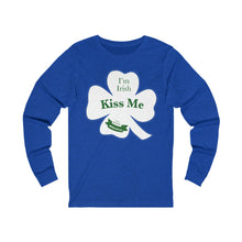 Load image into Gallery viewer, Kiss Me I’m Irish St Patricks Day Unisex Jersey Long Sleeve Tee