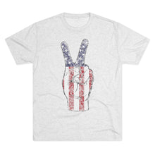 Load image into Gallery viewer, Independence Day USA Peace Fingers Unisex Tri-Blend Crew Tee
