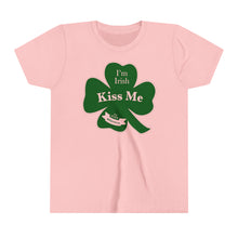 Load image into Gallery viewer, Kiss Me I’m Irish St Patrick’s Day Youth Short Sleeve Tee