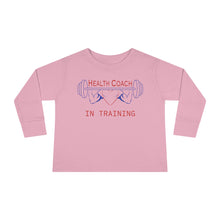 Load image into Gallery viewer, Health Coach in Training muscle barbell heart Toddler Long Sleeve Tee