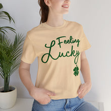 Load image into Gallery viewer, Feeling Lucky 2024 St Patricks Day Unisex Jersey Short Sleeve Tee
