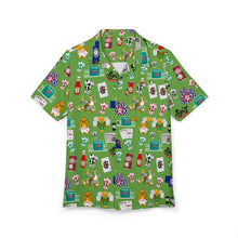 Load image into Gallery viewer, What’s Wild Green Fun Tropical Print Unisex Hawaiian Button-Down Shirt for Summer Vibes