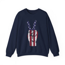 Load image into Gallery viewer, Independence Day USA Peace Fingers Unisex Heavy Blend™ Crewneck Sweatshirt