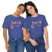 Load image into Gallery viewer, VOTE Peace Fingers American Flag Unisex Jersey Short Sleeve Tee