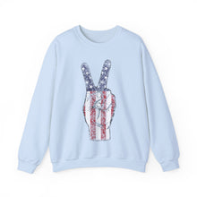 Load image into Gallery viewer, Independence Day USA Peace Fingers Unisex Heavy Blend™ Crewneck Sweatshirt
