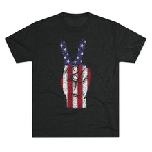Load image into Gallery viewer, Independence Day USA Peace Fingers Unisex Tri-Blend Crew Tee