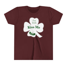 Load image into Gallery viewer, Kiss Me I’m Irish St Patrick’s Day Youth Short Sleeve Tee