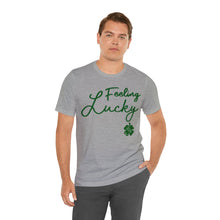 Load image into Gallery viewer, Feeling Lucky 2024 St Patricks Day Unisex Jersey Short Sleeve Tee
