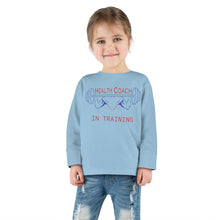 Load image into Gallery viewer, Health Coach in Training muscle barbell heart Toddler Long Sleeve Tee