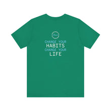 Load image into Gallery viewer, Team Platinum 2023 Conference Change Your Habits Change Your Life Unisex Jersey Short Sleeve Crew Neck Tee