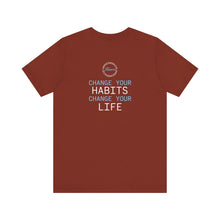 Load image into Gallery viewer, Team Platinum 2023 Conference Muscle Heart Change Your Habits Change Your Life Unisex Jersey Short Sleeve Crew Neck Tee