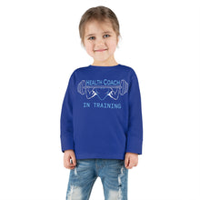 Load image into Gallery viewer, Health Coach in Training muscle barbell heart Toddler Long Sleeve Tee