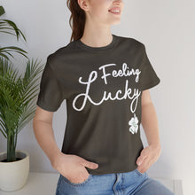 Load image into Gallery viewer, Feeling Lucky 2024 St Patricks Day Unisex Jersey Short Sleeve Tee