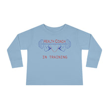 Load image into Gallery viewer, Health Coach in Training muscle barbell heart Toddler Long Sleeve Tee