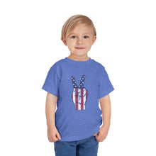 Load image into Gallery viewer, Independence Day 4th of July Peace Fingers Toddler Short Sleeve Tee