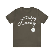 Load image into Gallery viewer, Feeling Lucky 2024 St Patricks Day Unisex Jersey Short Sleeve Tee