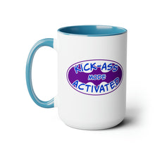 Load image into Gallery viewer, Kick Ass Mode Activated F Cancer Two-Tone Coffee Mugs, 15oz