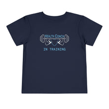 Load image into Gallery viewer, Health Coach in Training muscle barbell heart Toddler Short Sleeve Tee
