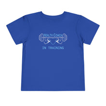 Load image into Gallery viewer, Health Coach in Training muscle barbell heart Toddler Short Sleeve Tee