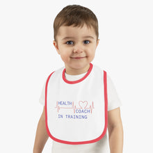 Load image into Gallery viewer, Health Coach in Training heartbeat Baby Contrast Trim Jersey Bib
