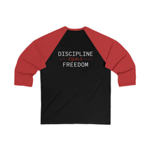 Load image into Gallery viewer, Health Coach Muscle Heart Barbell discipline equals freedom Unisex 3\4 Sleeve Baseball Tee