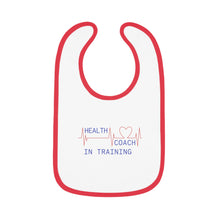 Load image into Gallery viewer, Health Coach in Training heartbeat Baby Contrast Trim Jersey Bib
