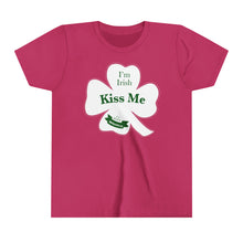 Load image into Gallery viewer, Kiss Me I’m Irish St Patrick’s Day Youth Short Sleeve Tee