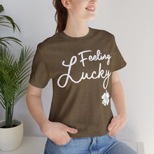 Load image into Gallery viewer, Feeling Lucky 2024 St Patricks Day Unisex Jersey Short Sleeve Tee