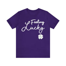 Load image into Gallery viewer, Feeling Lucky 2024 St Patricks Day Unisex Jersey Short Sleeve Tee