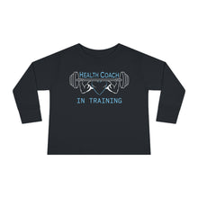 Load image into Gallery viewer, Health Coach in Training muscle barbell heart Toddler Long Sleeve Tee
