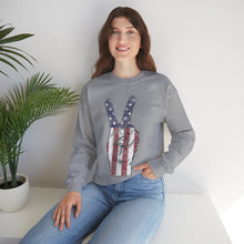 Load image into Gallery viewer, Independence Day USA Peace Fingers Unisex Heavy Blend™ Crewneck Sweatshirt