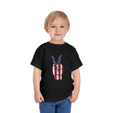 Load image into Gallery viewer, Independence Day 4th of July Peace Fingers Toddler Short Sleeve Tee
