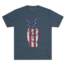 Load image into Gallery viewer, Independence Day USA Peace Fingers Unisex Tri-Blend Crew Tee