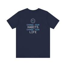 Load image into Gallery viewer, Team Platinum 2023 Conference Muscle Heart Change Your Habits Change Your Life Unisex Jersey Short Sleeve Crew Neck Tee