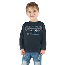 Load image into Gallery viewer, Health Coach in Training muscle barbell heart Toddler Long Sleeve Tee