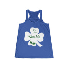 Load image into Gallery viewer, Kiss Me Im Irish Feeling Lucky Women's Flowy Racerback Tank