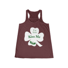 Load image into Gallery viewer, Kiss Me Im Irish Feeling Lucky Women's Flowy Racerback Tank