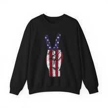 Load image into Gallery viewer, Independence Day USA Peace Fingers Unisex Heavy Blend™ Crewneck Sweatshirt