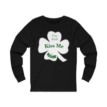 Load image into Gallery viewer, Kiss Me I’m Irish St Patricks Day Unisex Jersey Long Sleeve Tee
