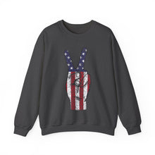 Load image into Gallery viewer, Independence Day USA Peace Fingers Unisex Heavy Blend™ Crewneck Sweatshirt