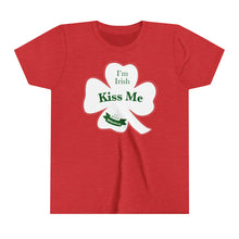 Load image into Gallery viewer, Kiss Me I’m Irish St Patrick’s Day Youth Short Sleeve Tee