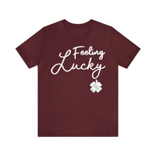 Load image into Gallery viewer, Feeling Lucky 2024 St Patricks Day Unisex Jersey Short Sleeve Tee