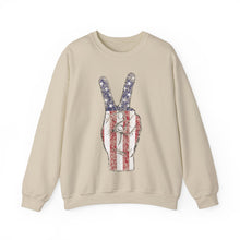 Load image into Gallery viewer, Independence Day USA Peace Fingers Unisex Heavy Blend™ Crewneck Sweatshirt