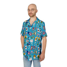 Load image into Gallery viewer, What’s Wild Blue Fun Tropical Print Unisex Hawaiian Button-Down Shirt for Summer Vibes